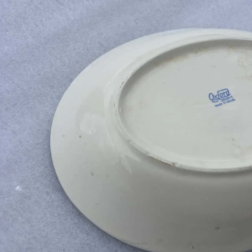 Oxford Brazil Platter Vintage Restaurant Ware 2830-1 Cream Blue 11” X 8.25” EUC